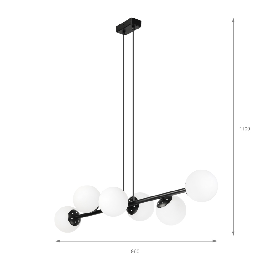 Brilagi - Riippuvalaisin kaapelilla MALONY 6xE14/20W/230V musta