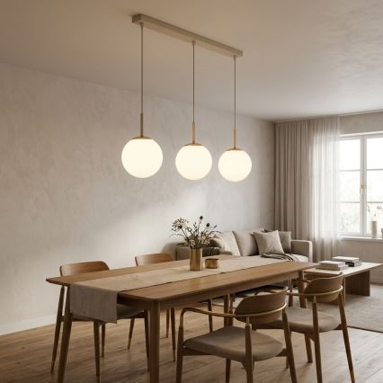 Brilagi - Riippuvalaisin kaapelilla MILO 3xE27/60W/230V beige/kulta