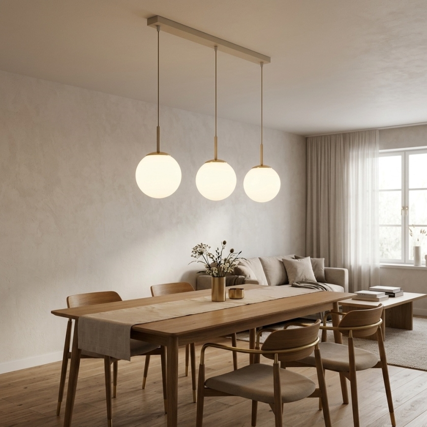 Brilagi - Riippuvalaisin kaapelilla MILO 3xE27/60W/230V beige/kulta