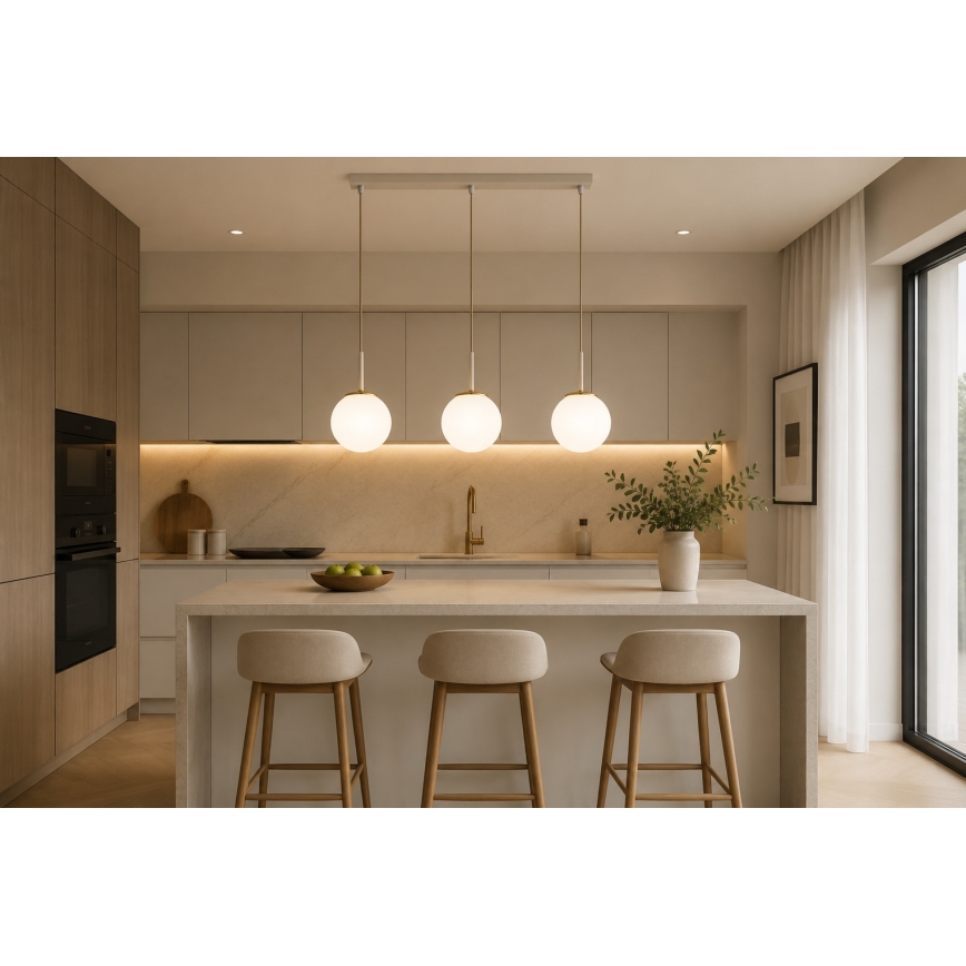 Brilagi - Riippuvalaisin kaapelilla MILO 3xE27/60W/230V beige/kulta