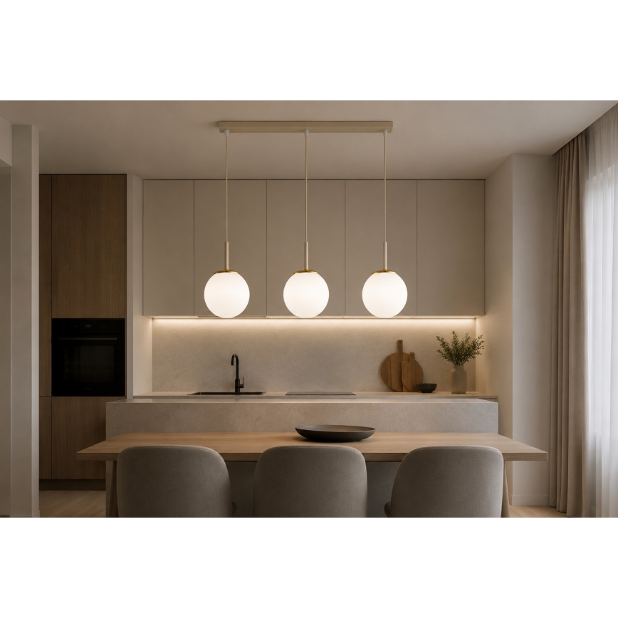 Brilagi - Riippuvalaisin kaapelilla MILO 3xE27/60W/230V beige/kulta