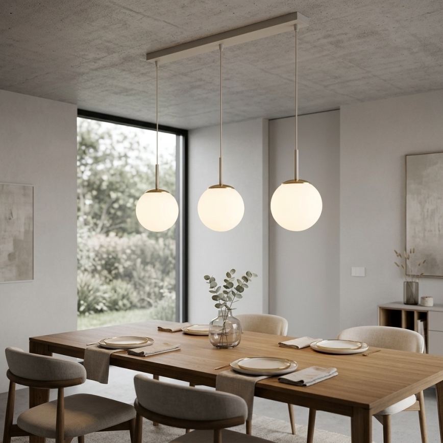 Brilagi - Riippuvalaisin kaapelilla MILO 3xE27/60W/230V beige/kulta