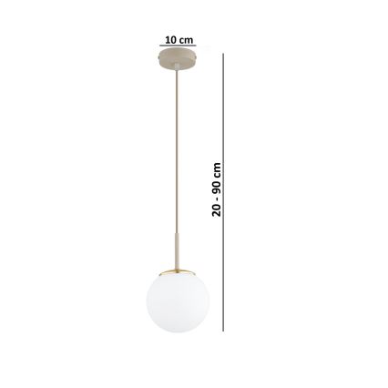 Brilagi - Riippuvalaisin kaapelilla MILO ECRU 1xE27/60W/230V beige/kulta