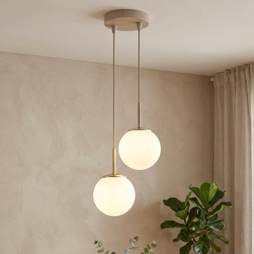 Brilagi - Riippuvalaisin kaapelilla MILO ECRU 2xE27/60W/230V beige/kulta