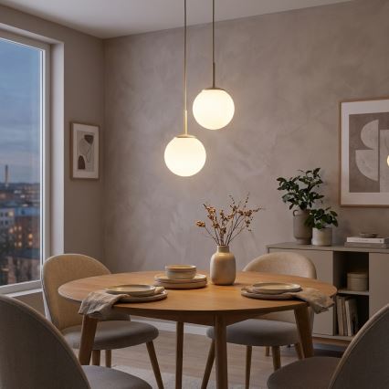 Brilagi - Riippuvalaisin kaapelilla MILO ECRU 2xE27/60W/230V beige/kulta
