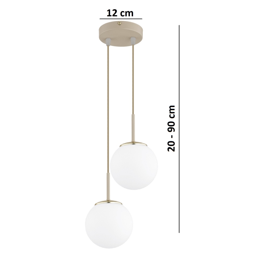 Brilagi - Riippuvalaisin kaapelilla MILO ECRU 2xE27/60W/230V beige/kulta