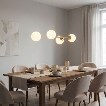 Brilagi - Riippuvalaisin kaapelilla MILO ECRU 4xE27/60W/230V beige/kulta
