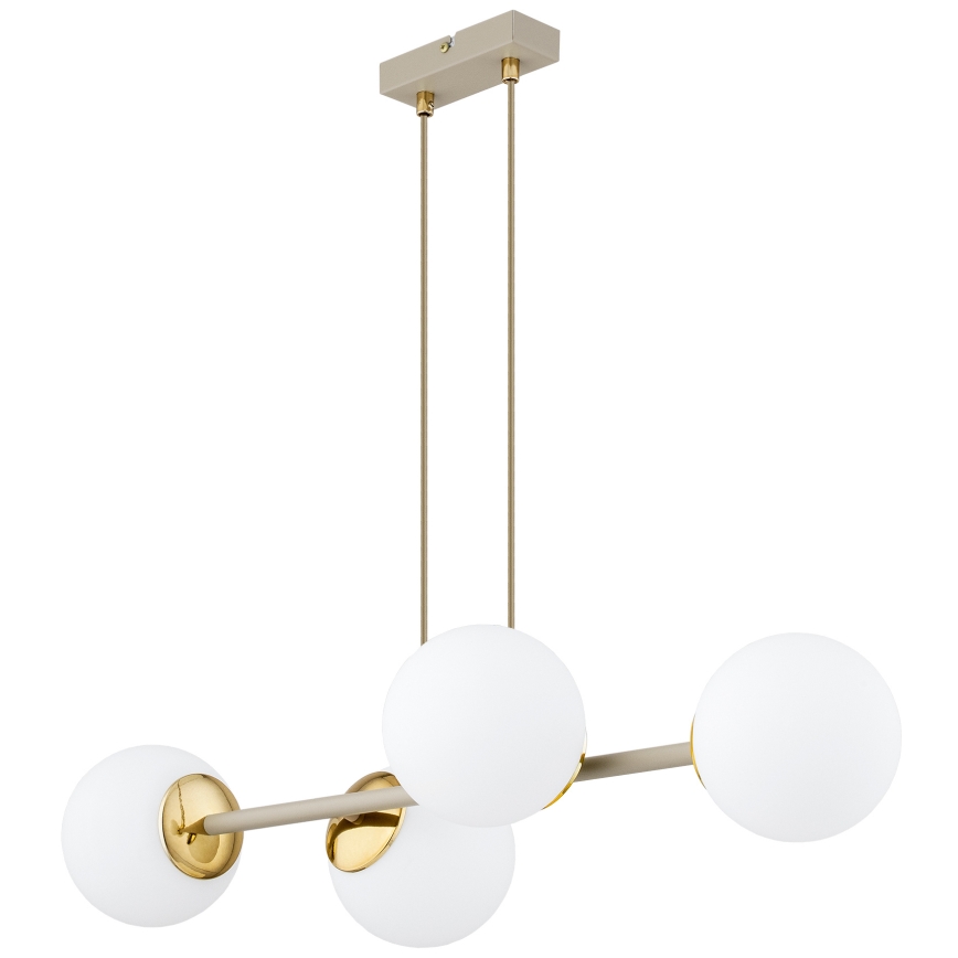 Brilagi - Riippuvalaisin kaapelilla MILO ECRU 4xE27/60W/230V beige/kulta