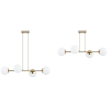 Brilagi - Riippuvalaisin kaapelilla MILO ECRU 4xE27/60W/230V beige/kulta