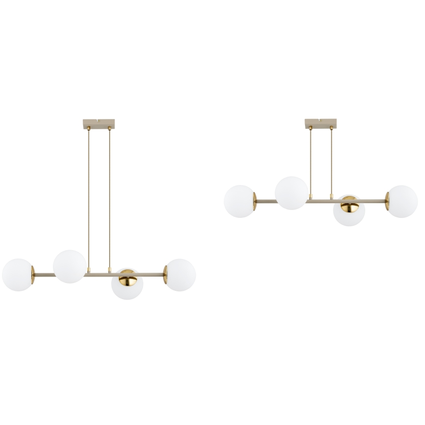 Brilagi - Riippuvalaisin kaapelilla MILO ECRU 4xE27/60W/230V beige/kulta