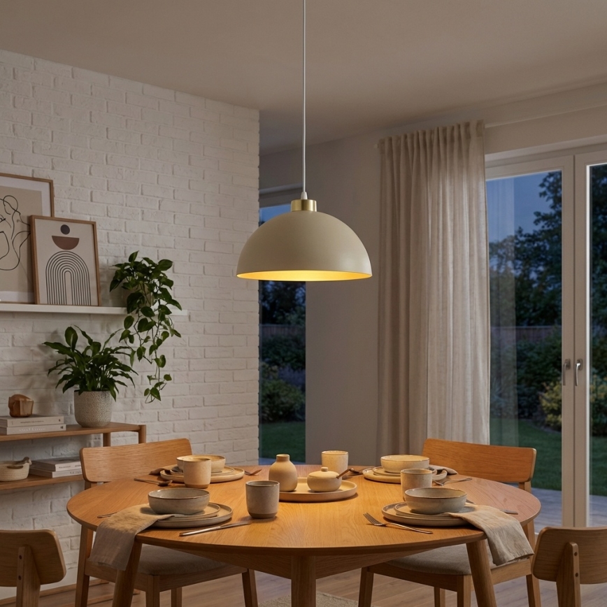 Brilagi - Riippuvalaisin kaapelilla MOON 1xE27/60W/230V Ø 30 cm beige/kulta