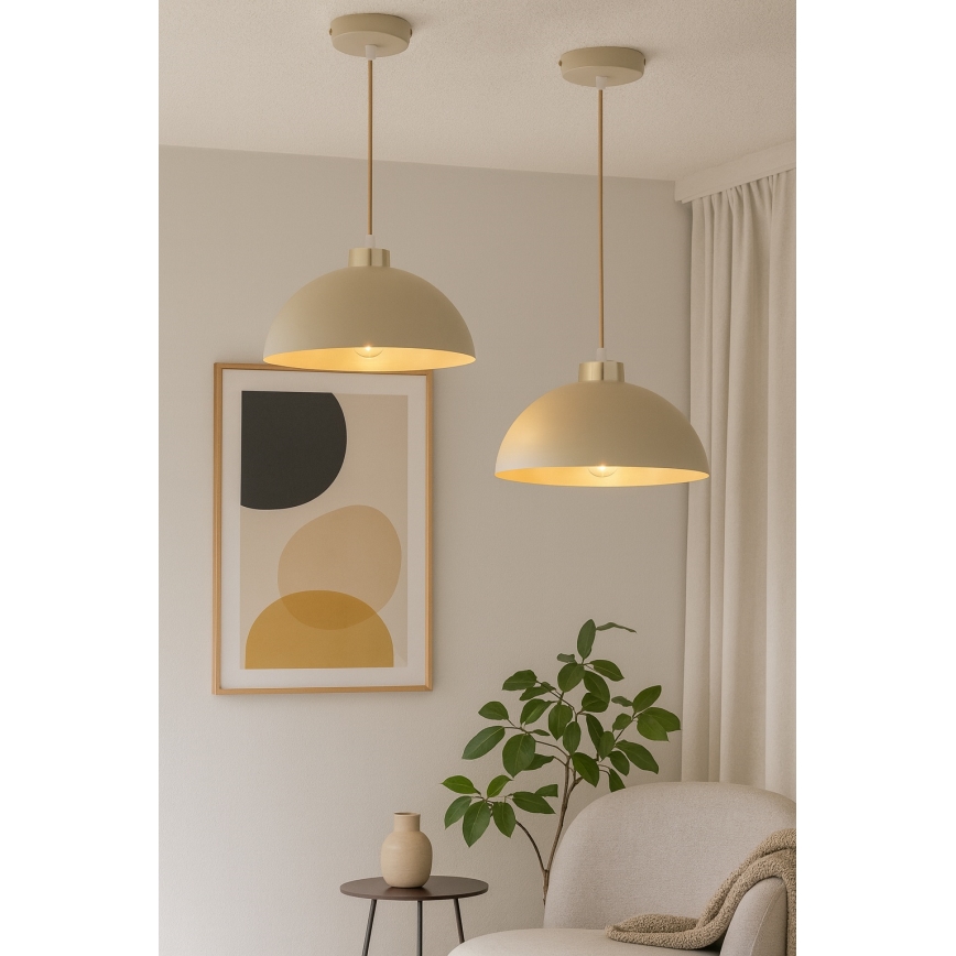 Brilagi - Riippuvalaisin kaapelilla MOON 1xE27/60W/230V Ø 30 cm beige/kulta
