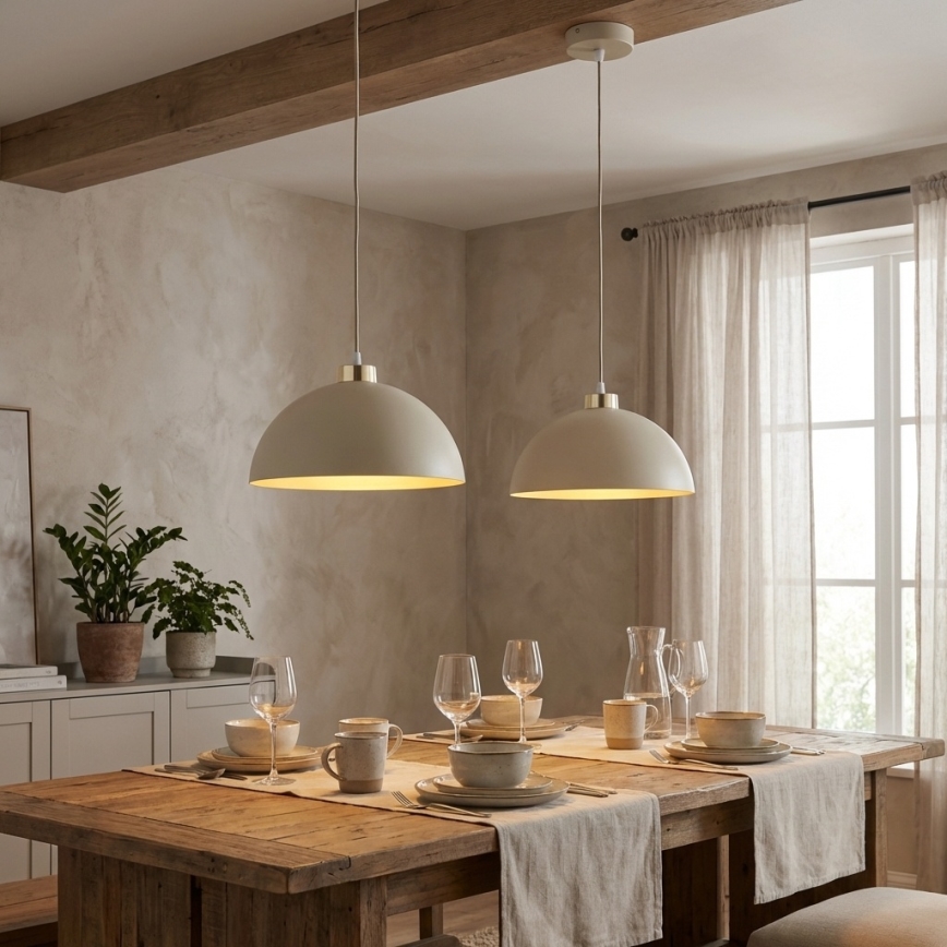 Brilagi - Riippuvalaisin kaapelilla MOON 1xE27/60W/230V Ø 30 cm beige/kulta
