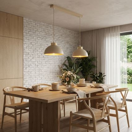 Brilagi - Riippuvalaisin kaapelilla MOON 2xE27/60W/230V beige/kulta