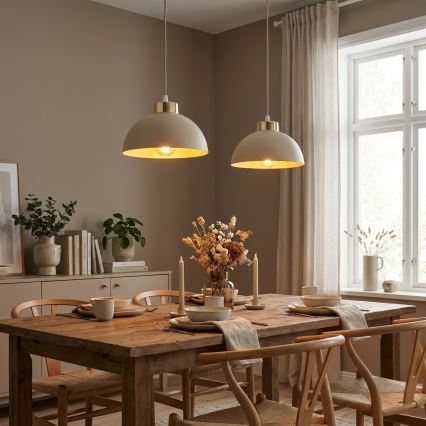 Brilagi - Riippuvalaisin kaapelilla MOON 2xE27/60W/230V beige/kulta