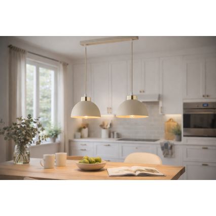 Brilagi - Riippuvalaisin kaapelilla MOON 2xE27/60W/230V beige/kulta