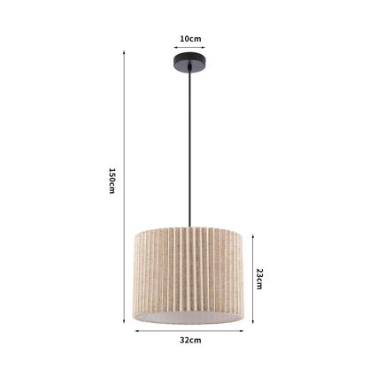 Brilagi - Riippuvalaisin kaapelilla NORDIC WAVE 1xE27/15W/230V halkaisija 32 cm pellava/musta