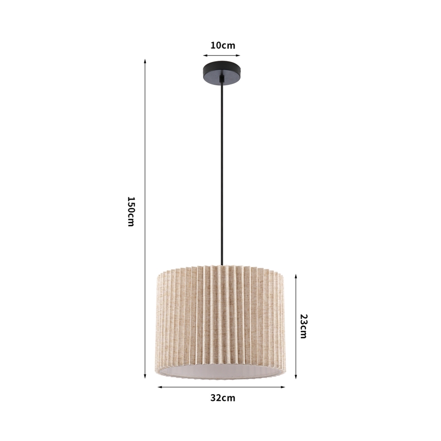 Brilagi - Riippuvalaisin kaapelilla NORDIC WAVE 1xE27/15W/230V halkaisija 32 cm pellava/musta