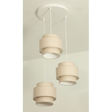 Brilagi - Riippuvalaisin kaapelilla RESNA 3xE27/60W/230V Ø 45 cm beige
