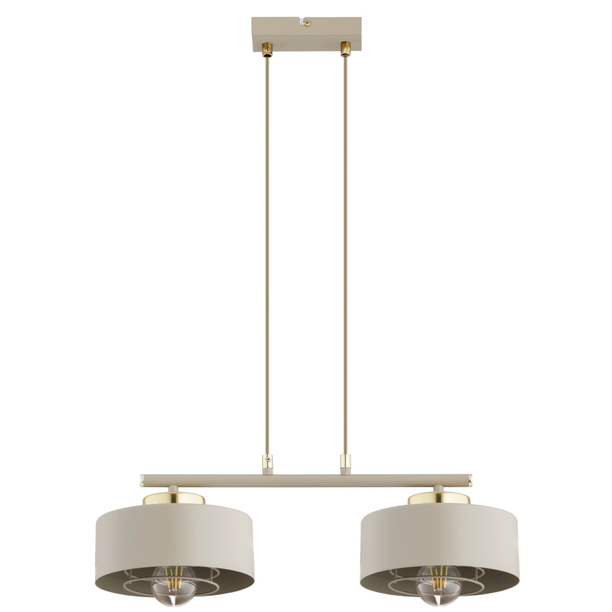 Brilagi - Riippuvalaisin kaapelilla SPRING 2xE27/60W/230V beige/kulta