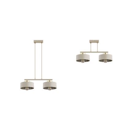 Brilagi - Riippuvalaisin kaapelilla SPRING 2xE27/60W/230V beige/kulta