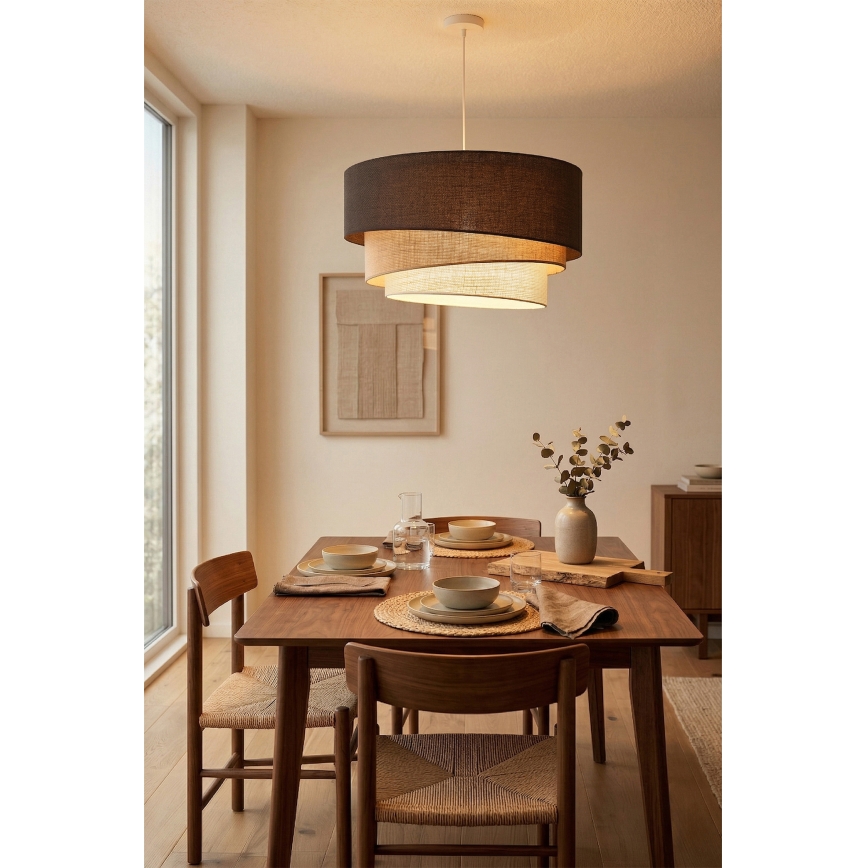 Brilagi - Riippuvalaisin kaapelilla TRIO 3xE27/60W/230V halkaisija 60 cm ruskea/beige/valkoinen