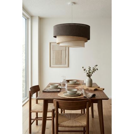 Brilagi - Riippuvalaisin kaapelilla TRIO 3xE27/60W/230V halkaisija 60 cm ruskea/beige/valkoinen