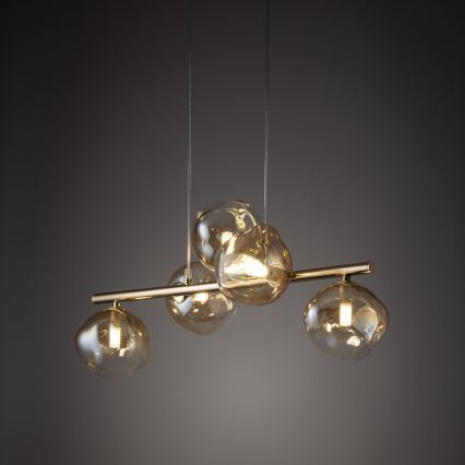 Brilagi - Riippuvalaisin kaapelilla VULCANO 5xG9/8W/230V kultainen/savunbeige