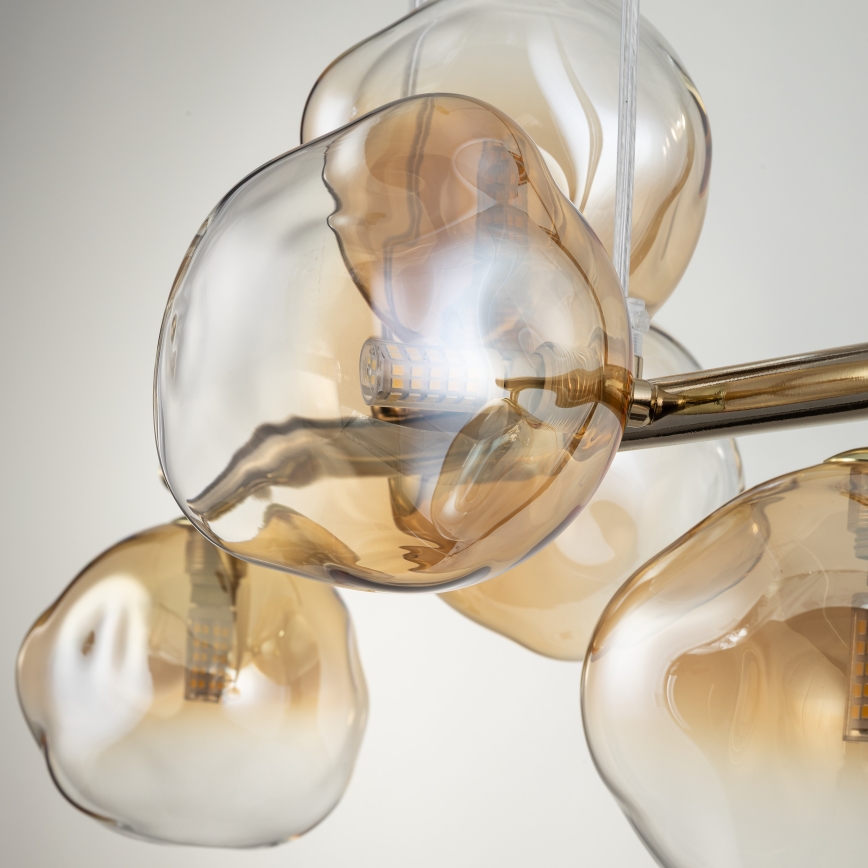 Brilagi - Riippuvalaisin kaapelilla VULCANO 5xG9/8W/230V kultainen/savunbeige