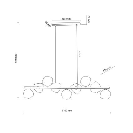 Brilagi - Riippuvalaisin kaapelilla VULCANO 9xG9/8W/230V ruskea/savunvärinen beige