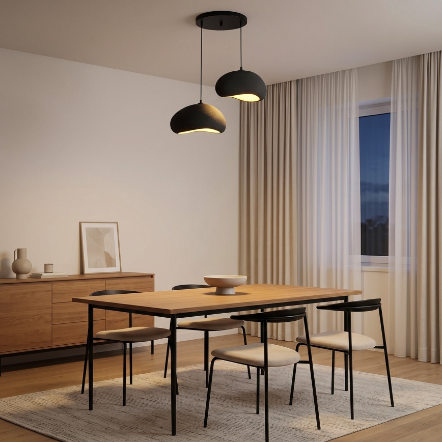 Brilagi - Riippuvalaisin kaapelilla WABI SABI 2xE27/40W/230V, halkaisija 60 cm, musta