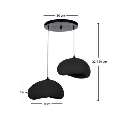 Brilagi - Riippuvalaisin kaapelilla WABI SABI 2xE27/40W/230V, halkaisija 60 cm, musta