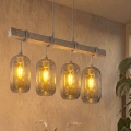 BRILAGI - Riippuvalaisin kaapelilla WOOD GLASS 4xE27/60W/230V mänty/harmaa/savunharmaa