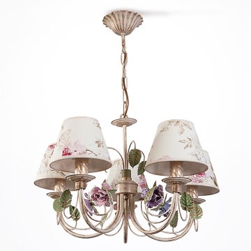 BRILAGI - Riippuvalaisin ketjulla CAMELLIA 5xE14/40W/230V monivärinen/beige/patina