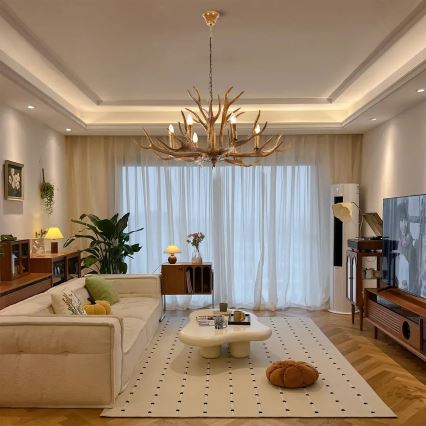 Brilagi - Riippuvalaisin ketjulla DEER 6xE14/10W/230V halkaisija 102 cm peuran sarvet