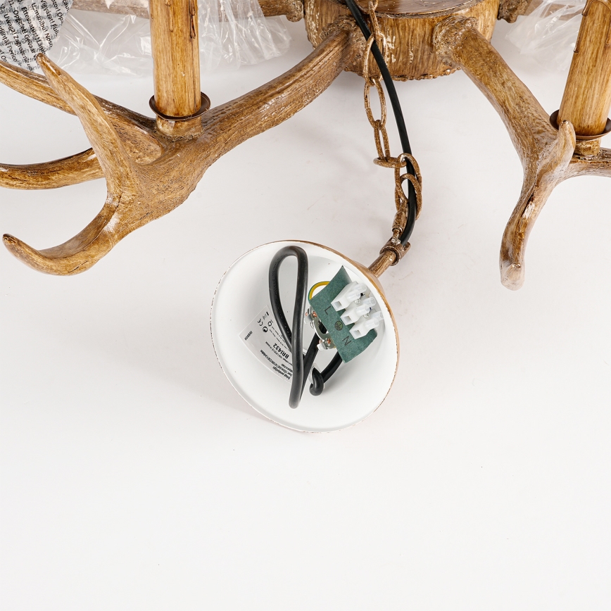 Brilagi - Riippuvalaisin ketjulla DEER 6xE14/10W/230V halkaisija 102 cm peuran sarvet