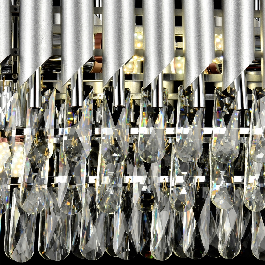 Brilagi - Riippuvalaisin ketjulla ECLIPSE 10xE14/10W/230V 78x28 cm hopea