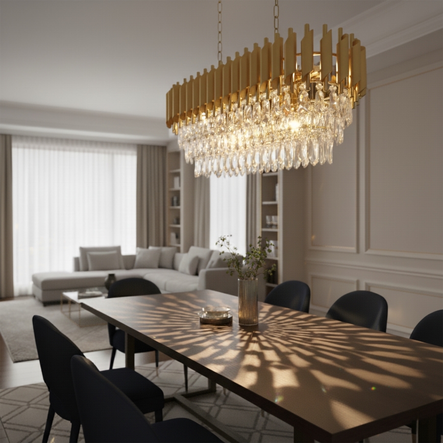 Brilagi - Riippuvalaisin ketjulla ECLIPSE 10xE14/10W/230V 78x28 cm kulta