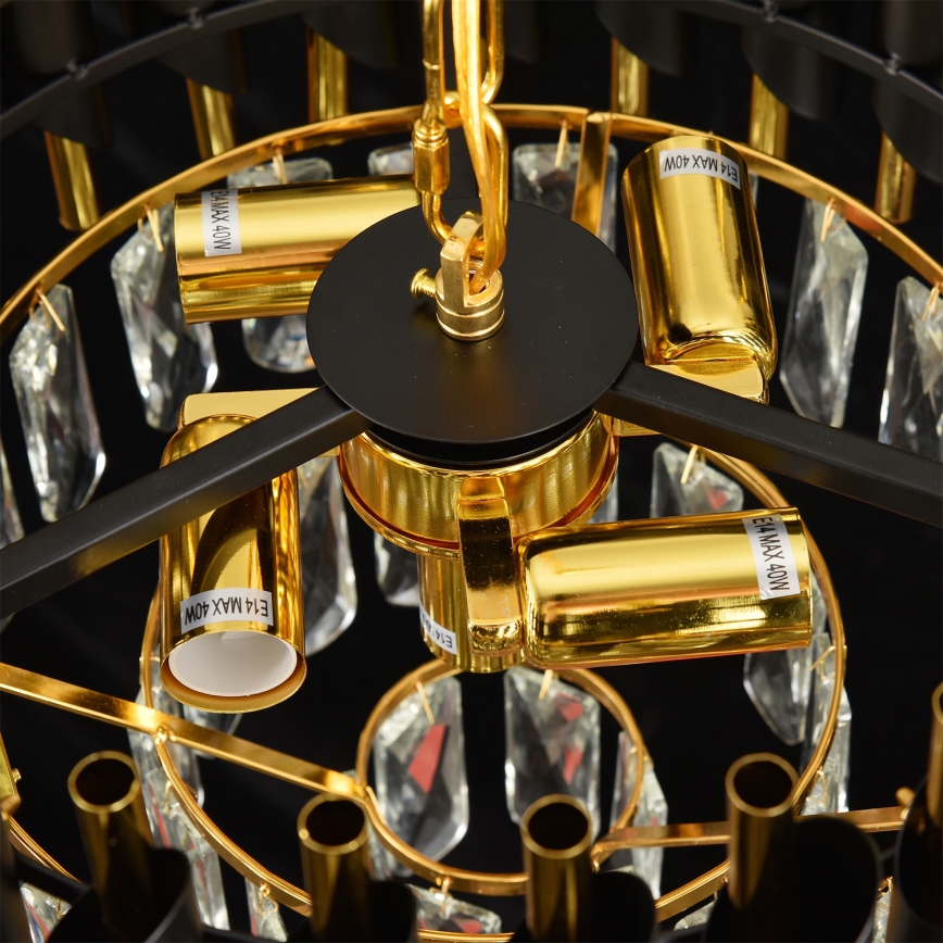 Brilagi - Riippuvalaisin ketjulla ECLIPSE 5xE14/10W/230V, Ø 38 cm, musta/kultainen