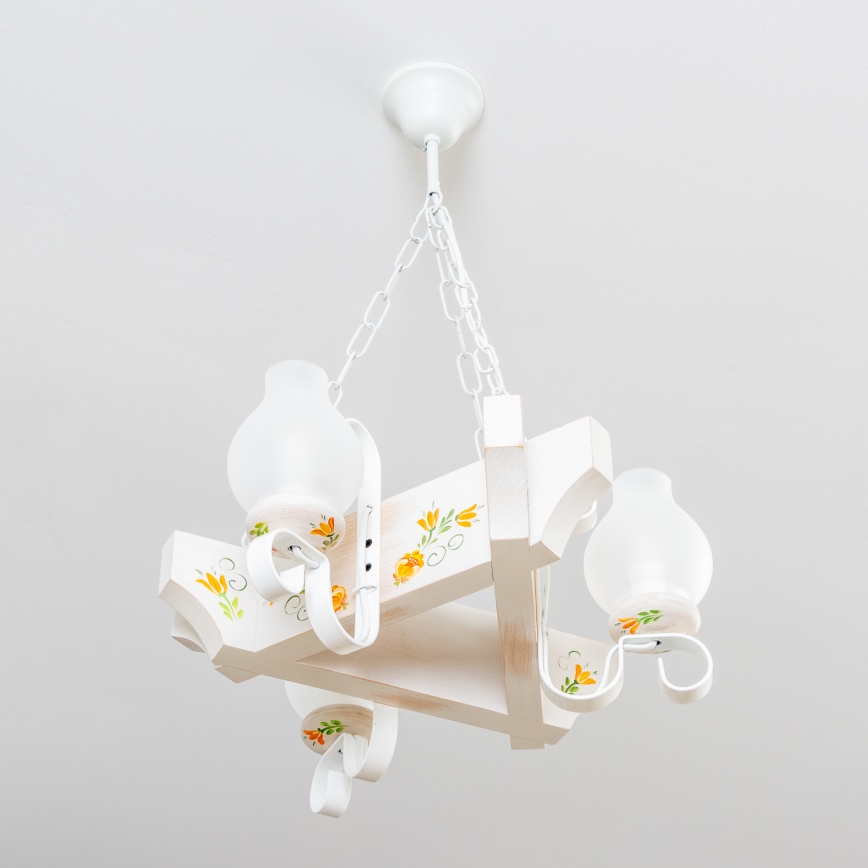 Brilagi - Riippuvalaisin ketjulla QUEEN 3xE14/40W/230V pyökki/kerma