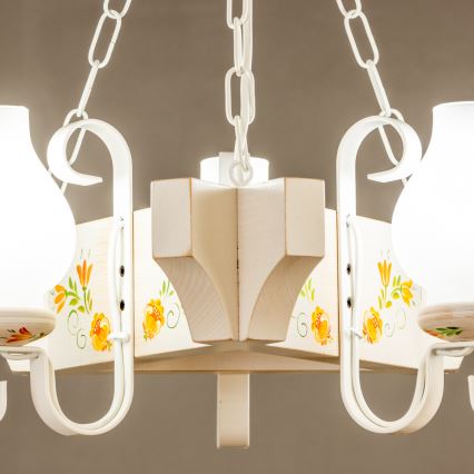 Brilagi - Riippuvalaisin ketjulla QUEEN 3xE14/40W/230V pyökki/kerma