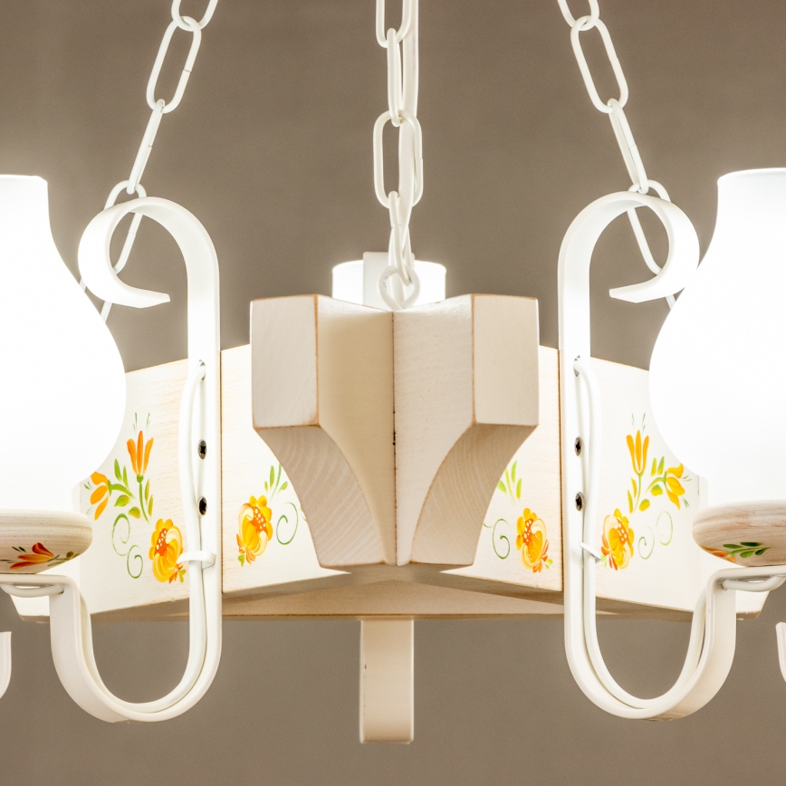 Brilagi - Riippuvalaisin ketjulla QUEEN 3xE14/40W/230V pyökki/kerma