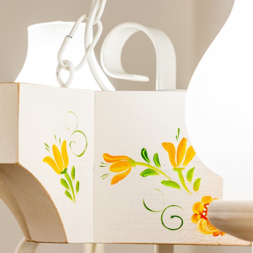 Brilagi - Riippuvalaisin ketjulla QUEEN 3xE14/40W/230V pyökki/kerma