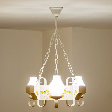 Brilagi - Riippuvalaisin ketjulla QUEEN 3xE14/40W/230V pyökki/kerma