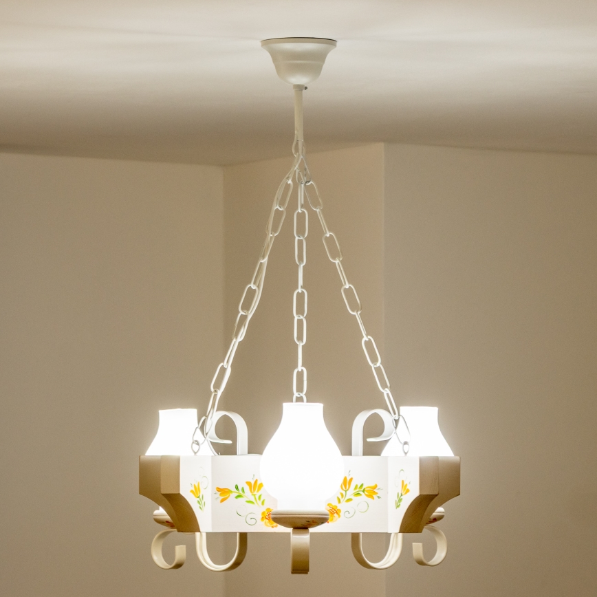 Brilagi - Riippuvalaisin ketjulla QUEEN 3xE14/40W/230V pyökki/kerma