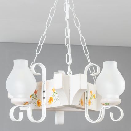 Brilagi - Riippuvalaisin ketjulla QUEEN 3xE14/40W/230V pyökki/kerma