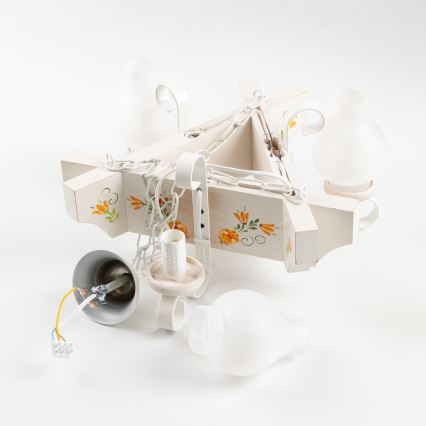 Brilagi - Riippuvalaisin ketjulla QUEEN 3xE14/40W/230V pyökki/kerma