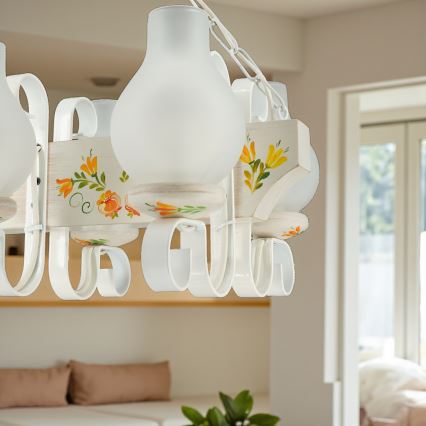 Brilagi - Riippuvalaisin ketjulla QUEEN 4xE14/40W/230V pyökki/kerma