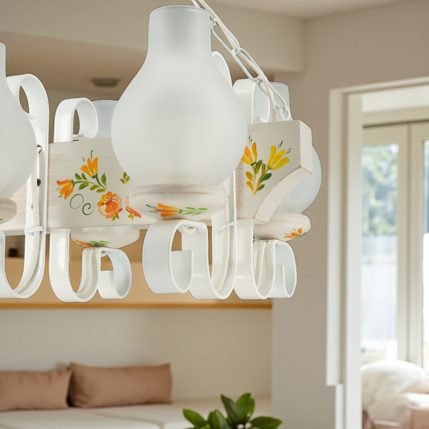 Brilagi - Riippuvalaisin ketjulla QUEEN 4xE14/40W/230V pyökki/kerma