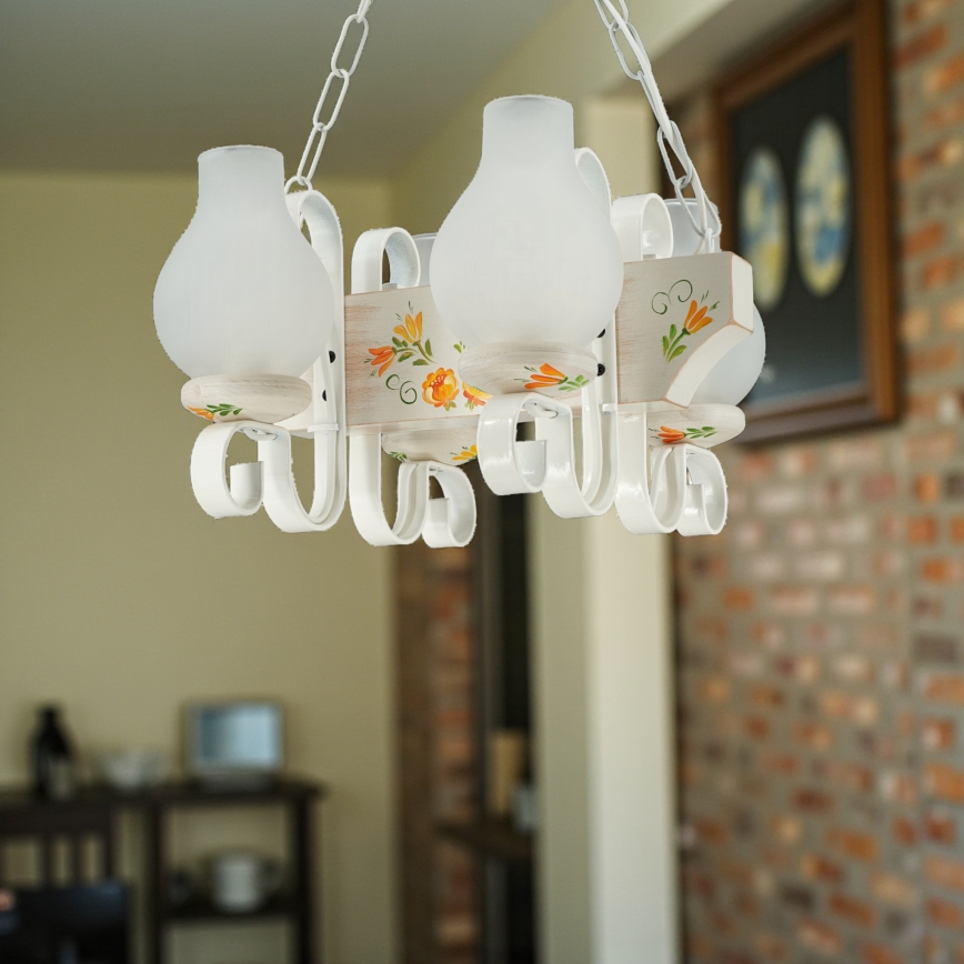 Brilagi - Riippuvalaisin ketjulla QUEEN 4xE14/40W/230V pyökki/kerma